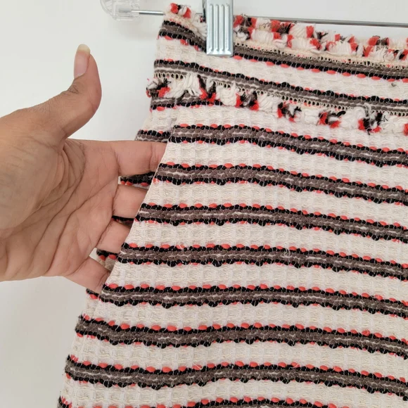 Zara High Waist Shorts with Stripes - Cream, Black, Red - Picture 9 of 10
